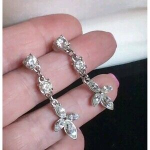 Vintage MONET Dangle Drop Rhinestone Earrings